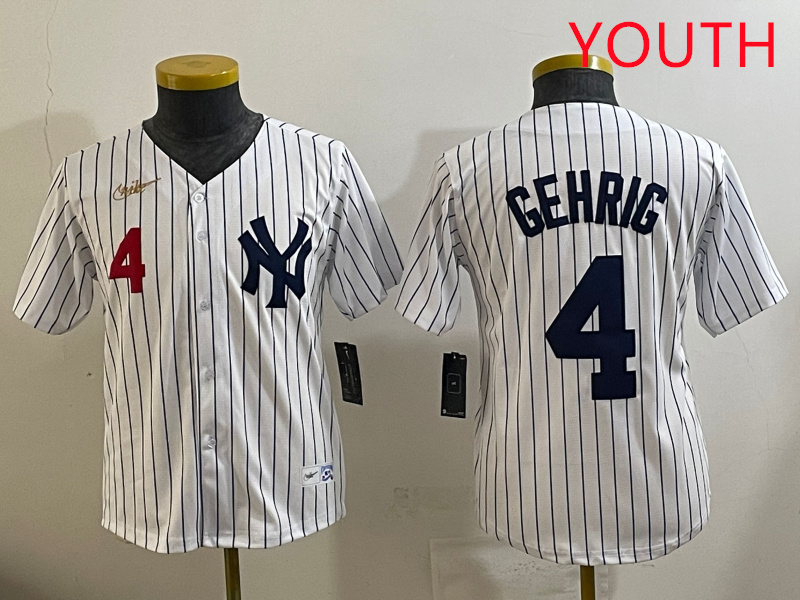 Youth New York Yankees #4 Gehrig White 2025 Nike MLB jersey style 19